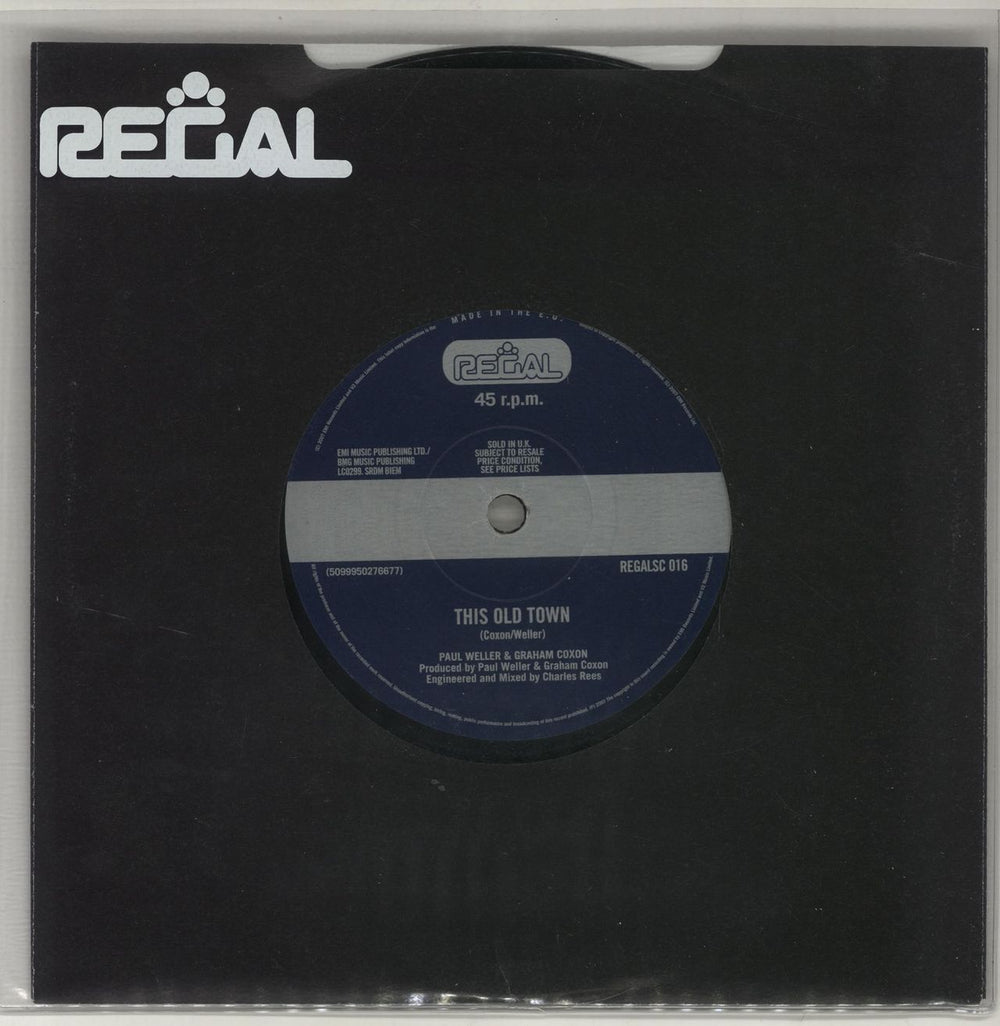 Paul Weller This Old Town UK 7" vinyl single (7 inch record / 45) REGALSC016