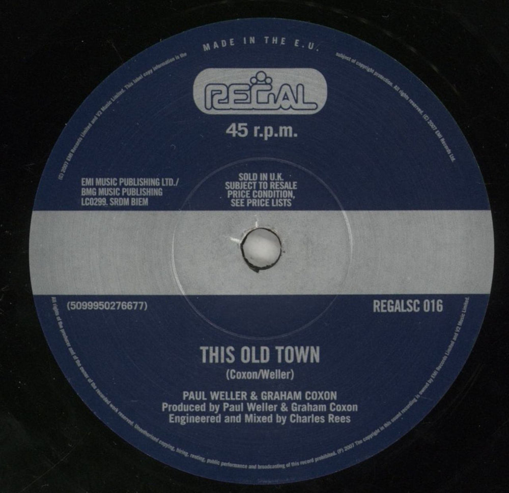 Paul Weller This Old Town UK 7" vinyl single (7 inch record / 45) REGALSC016