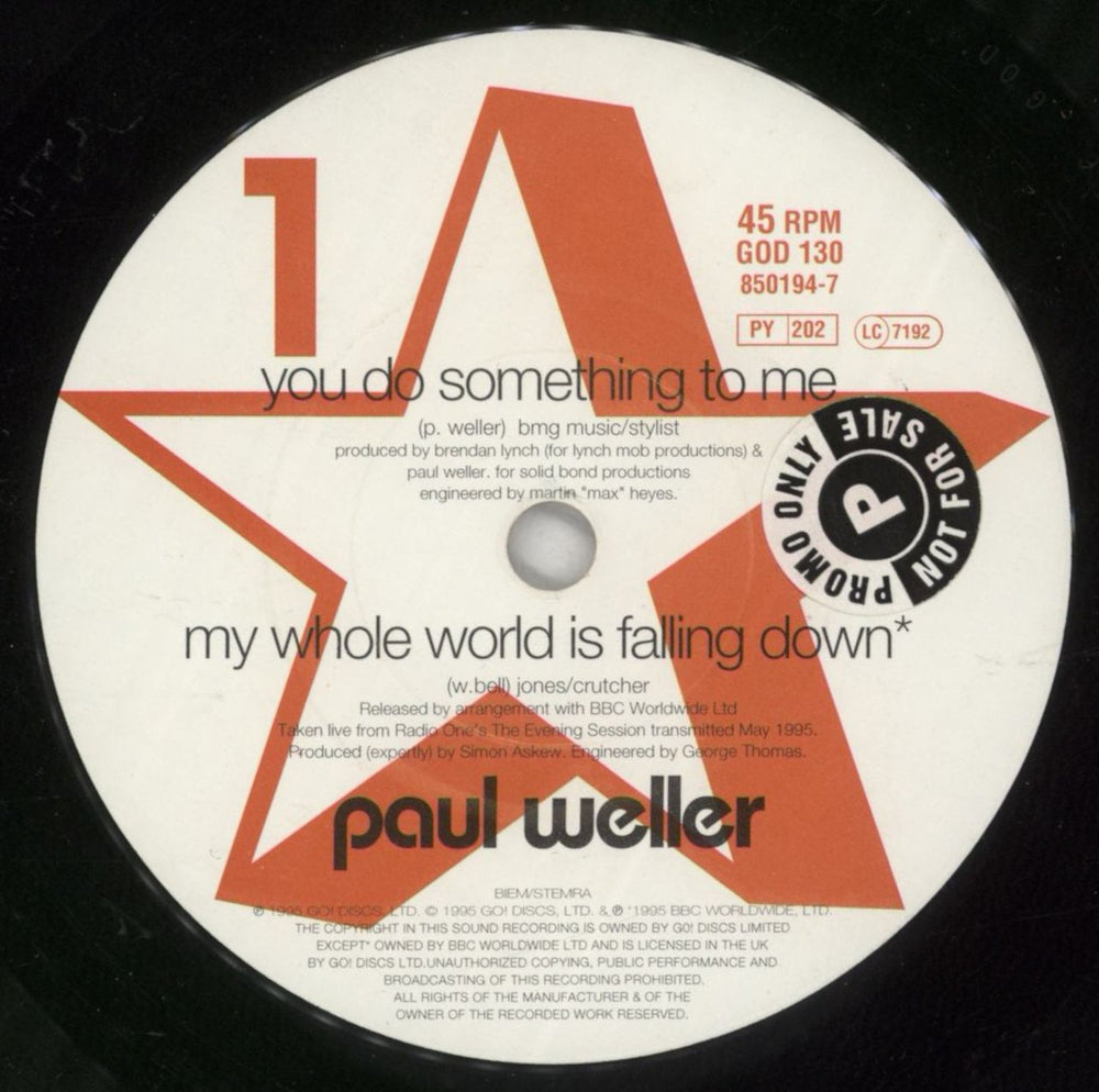 Paul Weller You Do Something To Me - Promo stickers UK 7" vinyl single (7 inch record / 45) WEL07YO878842