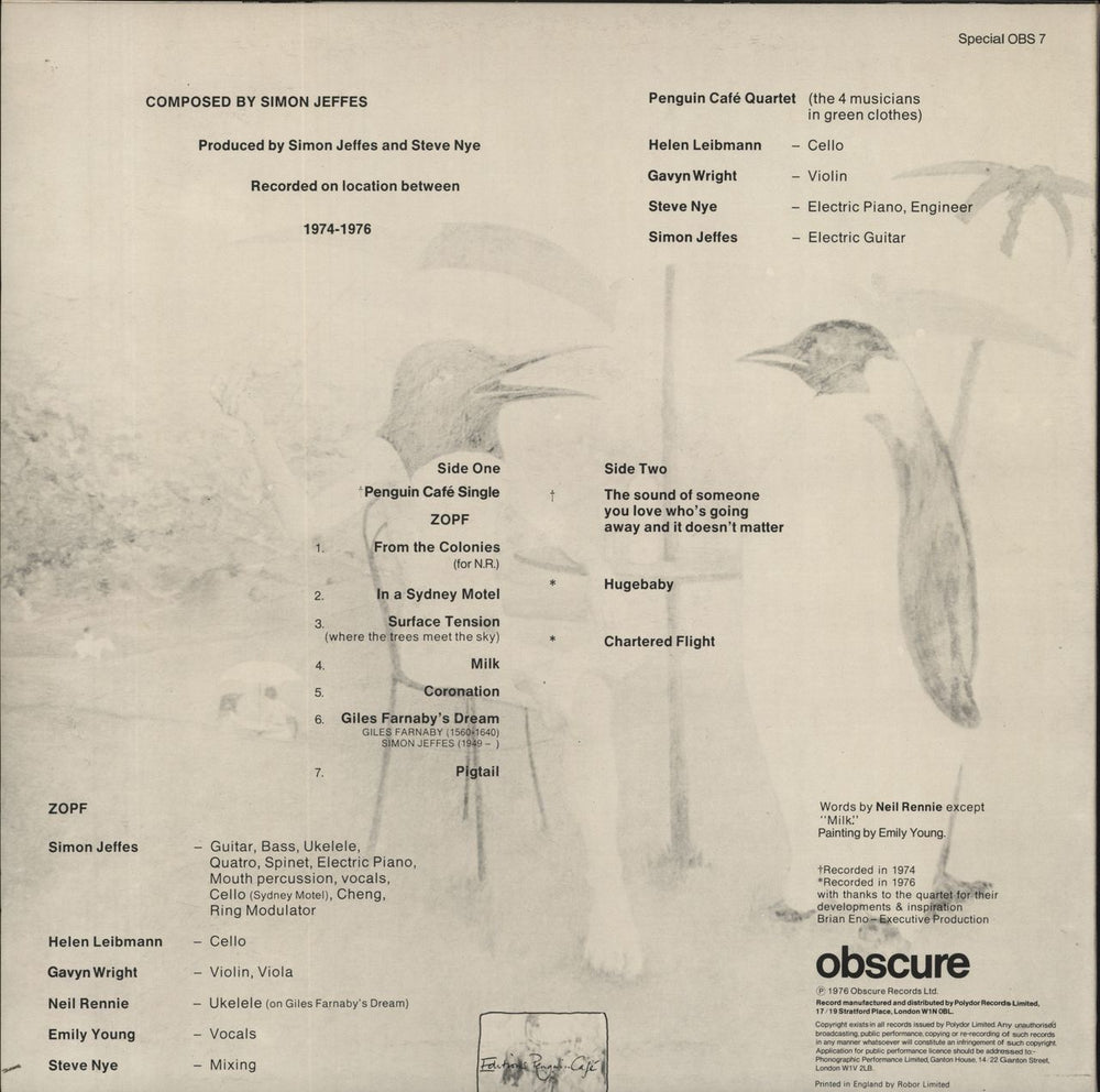 Penguin Cafe Orchestra Music From The Penguin Café UK vinyl LP album (LP record)