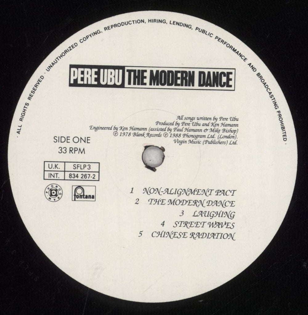 Pere Ubu The Modern Dance UK vinyl LP album (LP record) UBULPTH846801