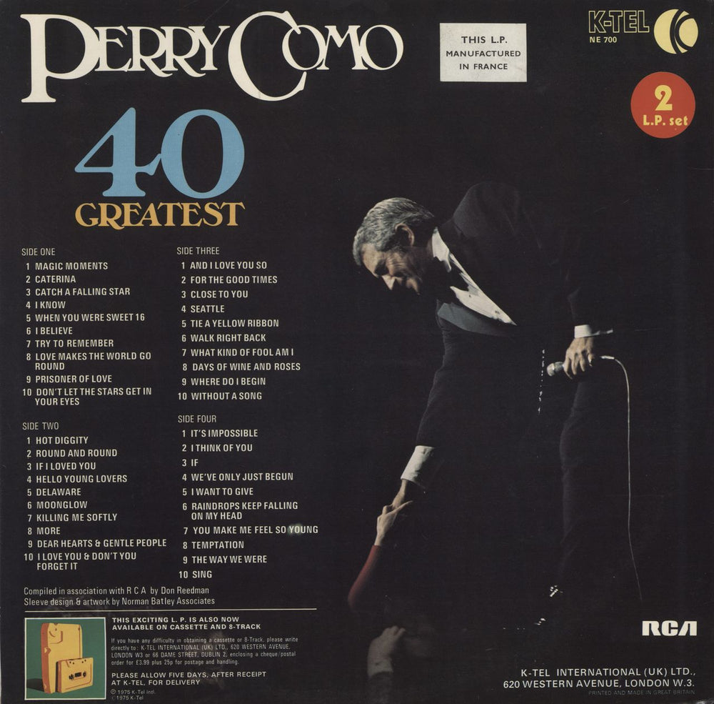 Perry Como 40 Greatest - French pressing French 2-LP vinyl record set (Double LP Album)