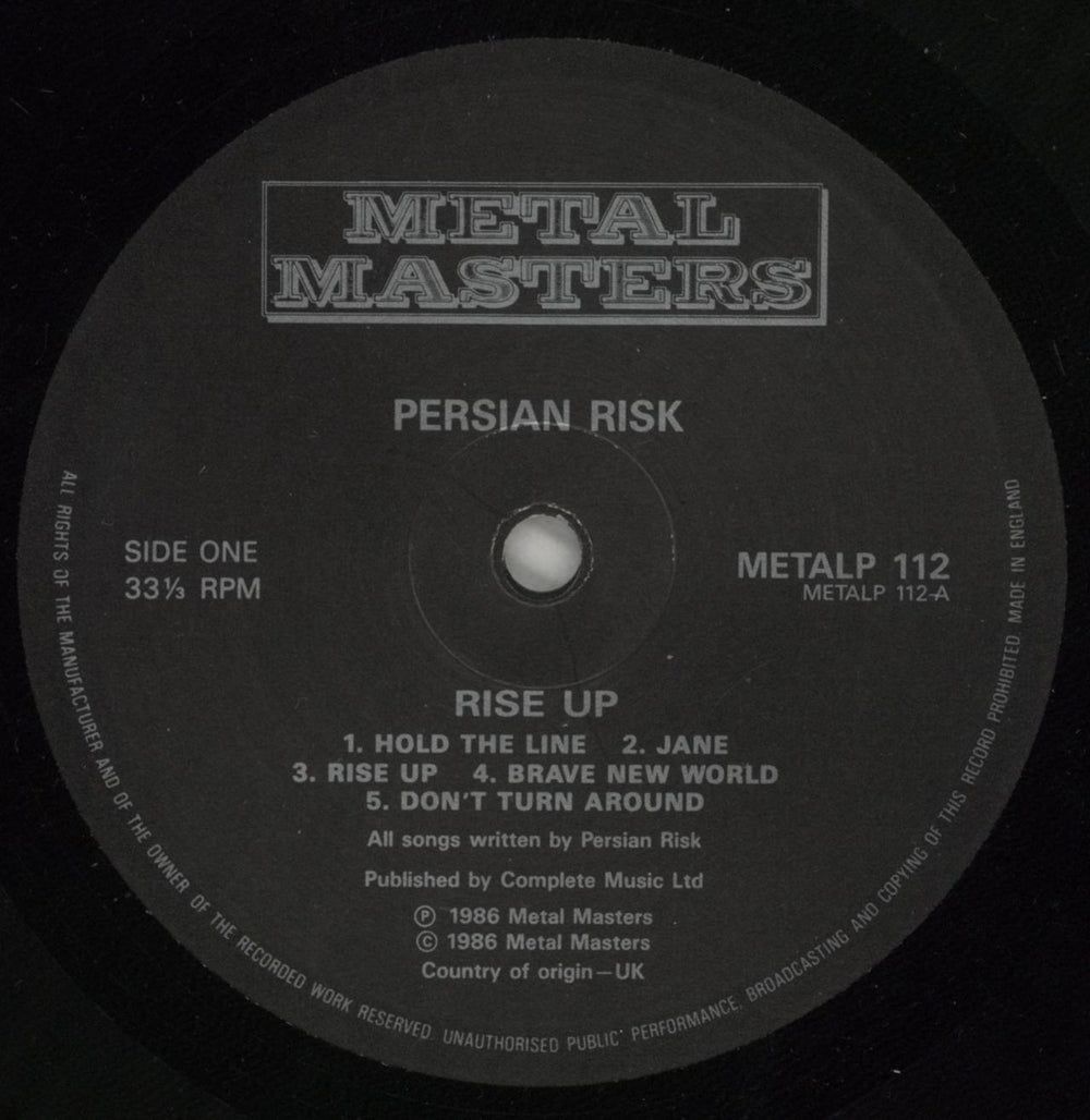 Persian Risk Rise Up UK vinyl LP album (LP record) PSRLPRI654307