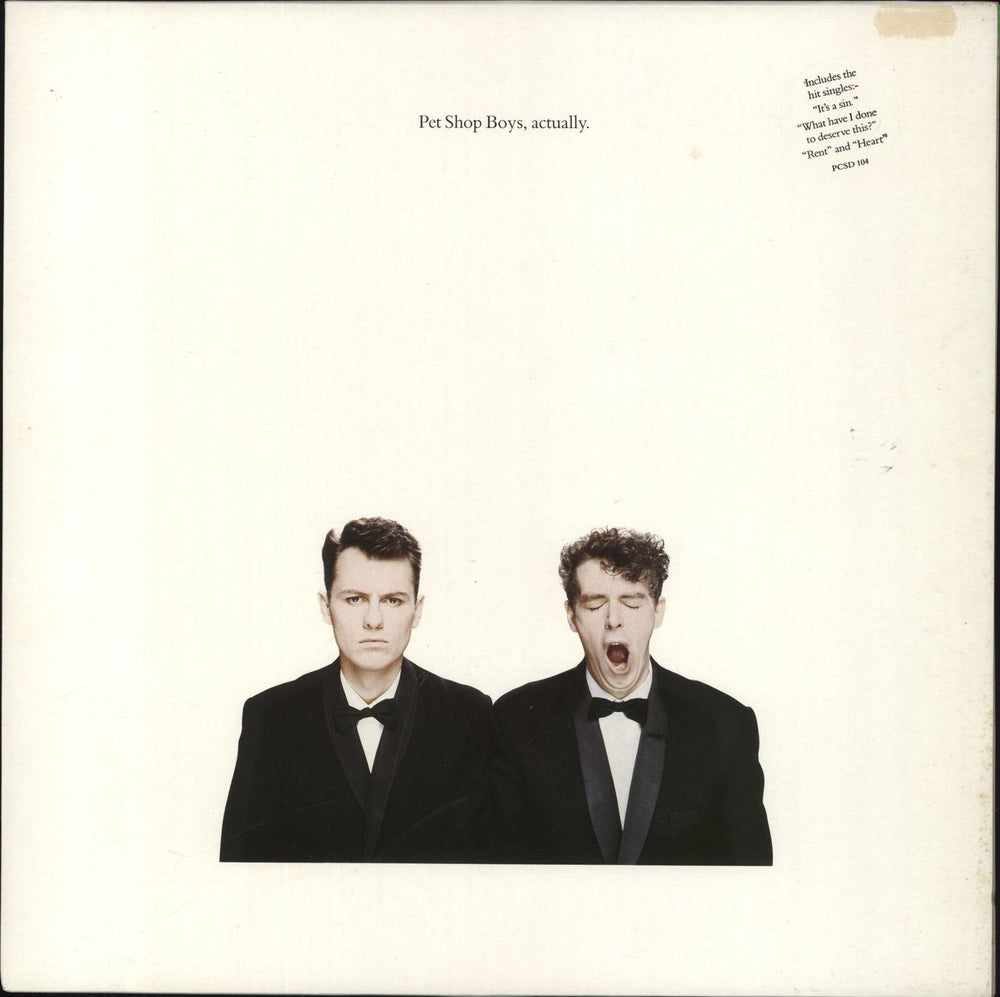 Pet Shop Boys Actually - Hype Stickered UK vinyl LP album (LP record) PCSD104