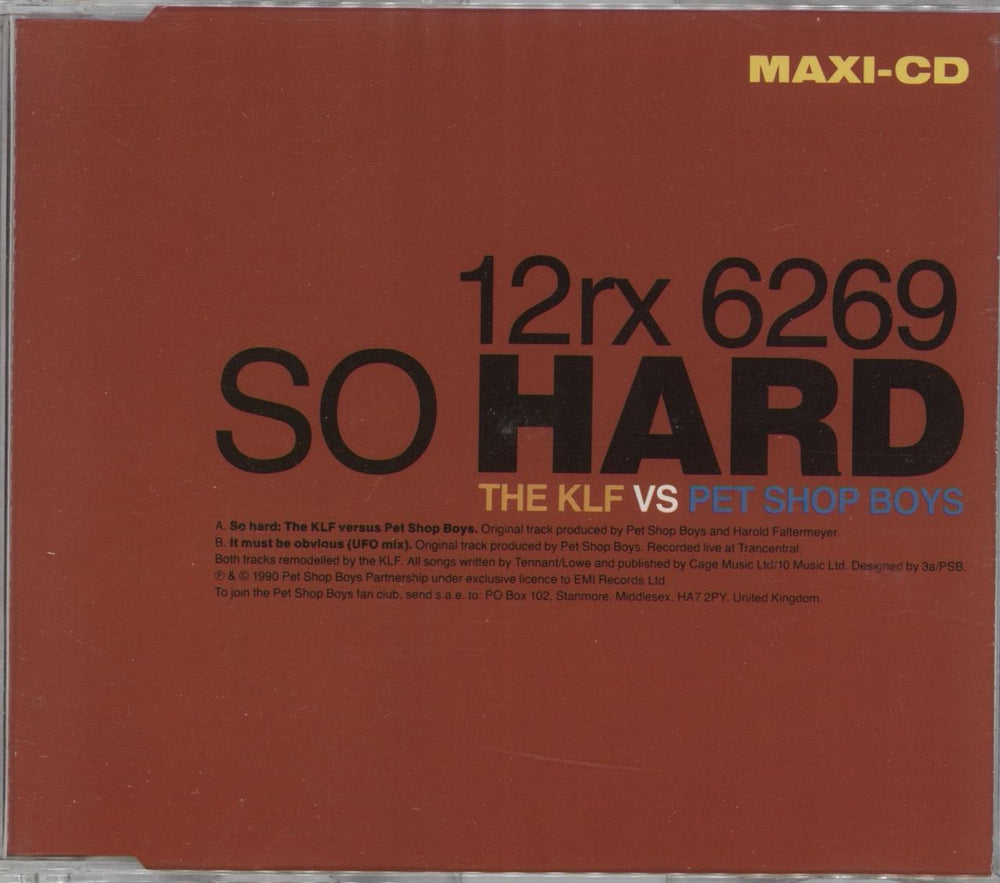 Pet Shop Boys So Hard Remix - KLF Mix German CD single (CD5 / 5") 560-2040922