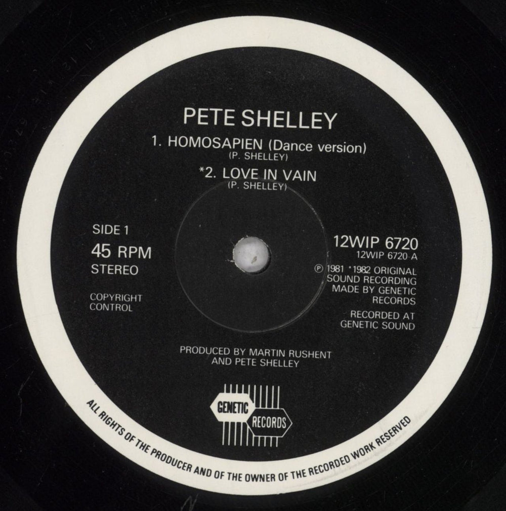 Pete Shelley Homosapien UK 12" vinyl single (12 inch record / Maxi-single) PLL12HO840150