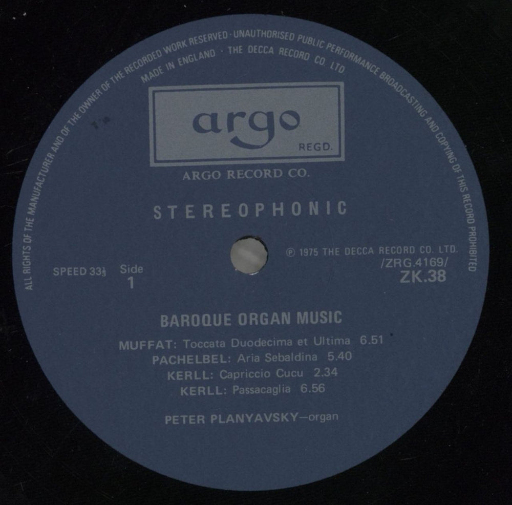Peter Planyavsky Baroque Organ Music UK vinyl LP album (LP record) 8YTLPBA857391