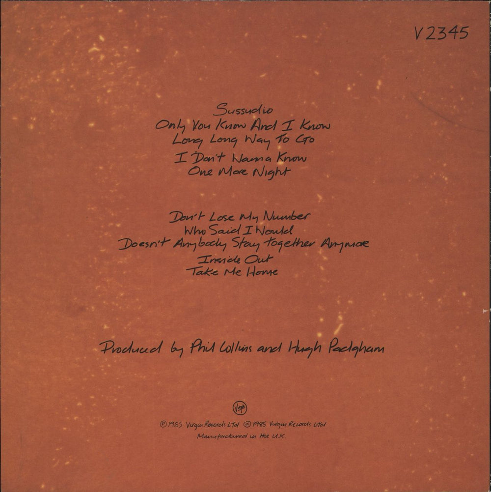 Phil Collins No Jacket Required UK vinyl LP album (LP record) 5012981234515