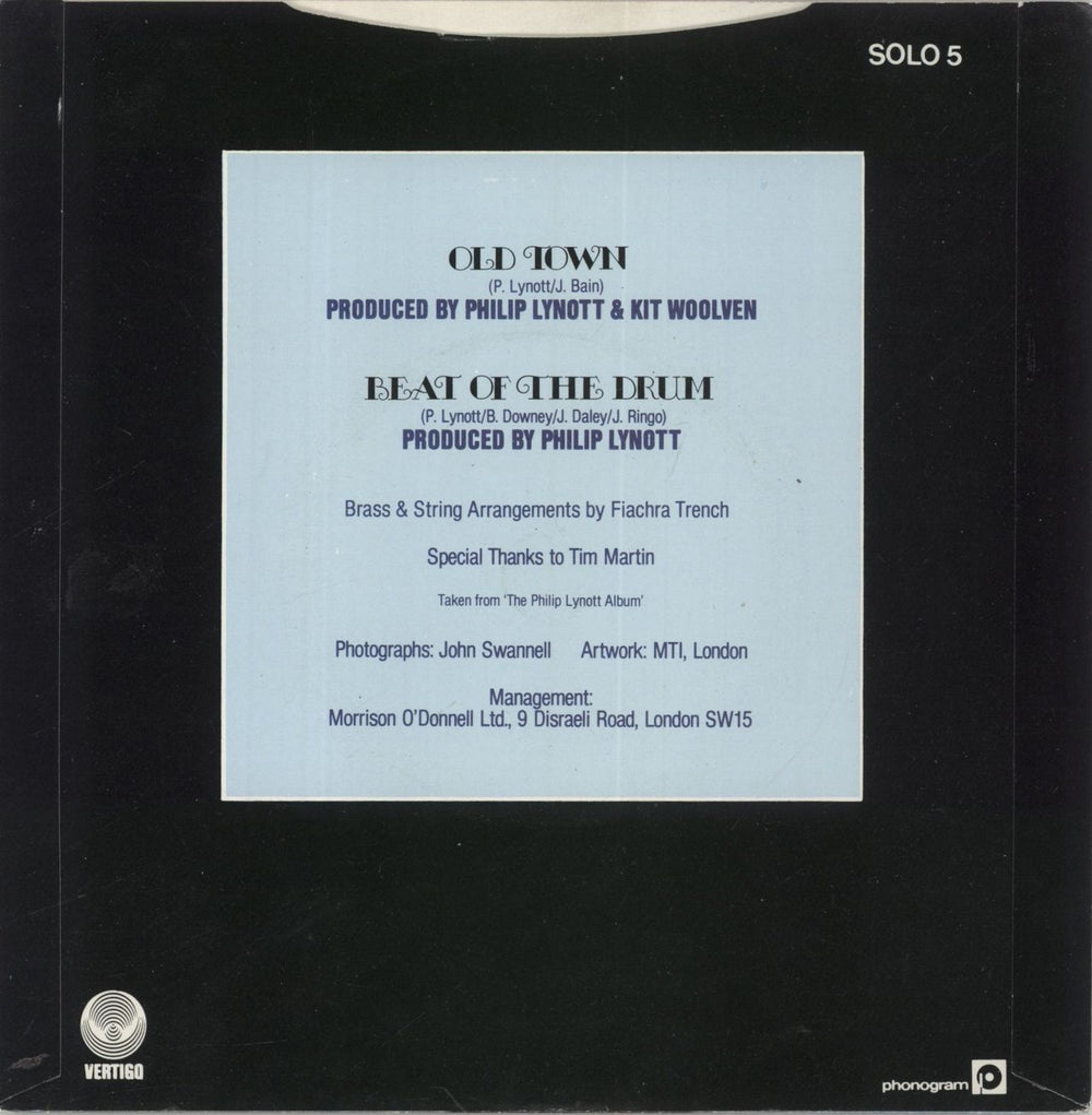 Phil Lynott Old Town UK 7" vinyl single (7 inch record / 45) LYN07OL57528