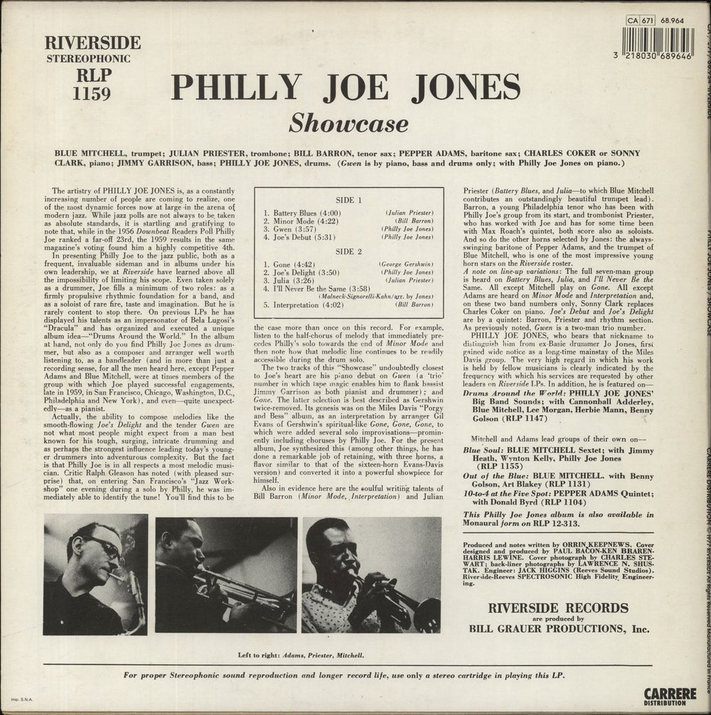 Philly Joe Jones Showcase French vinyl LP album (LP record) 3218030689646