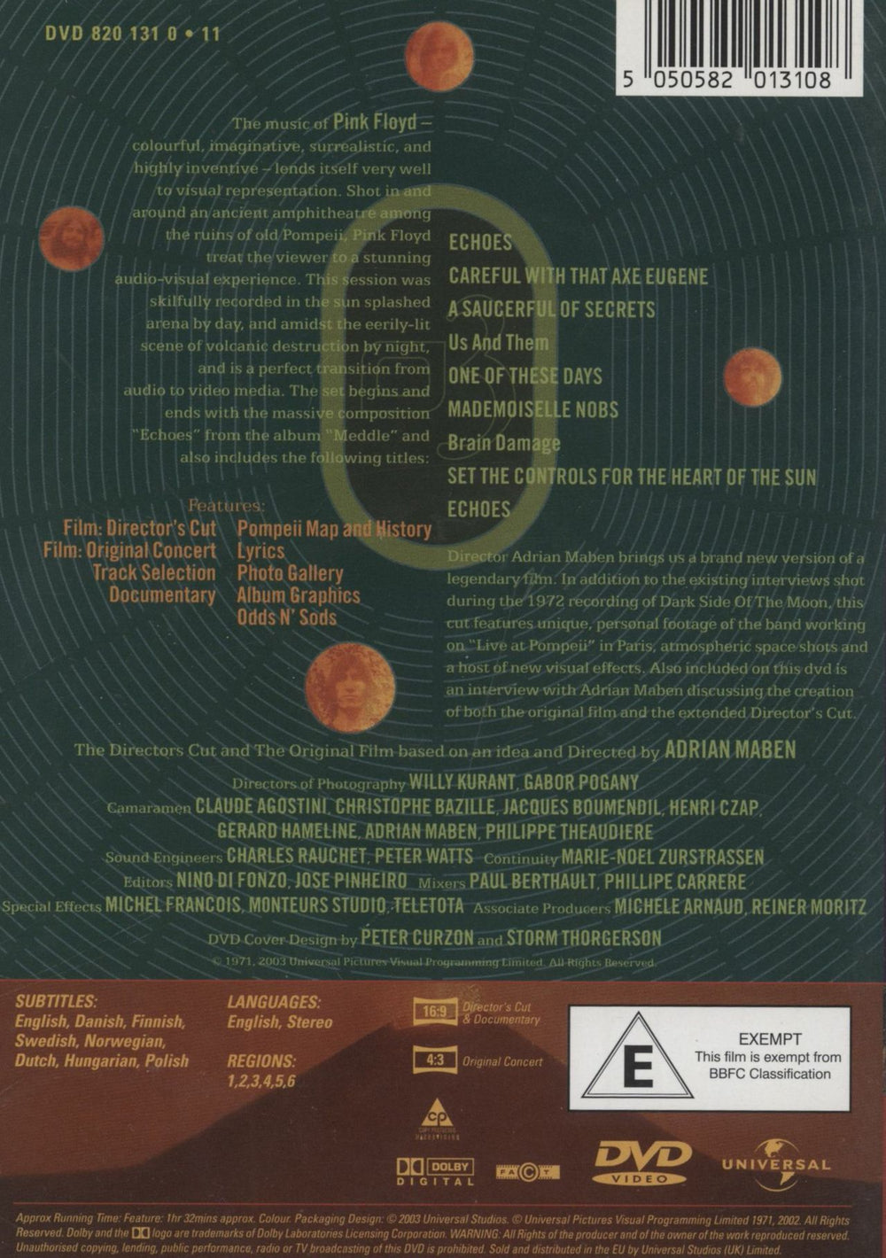 Pink Floyd Live At Pompeii - The Director's Cut German DVD 5050582013108