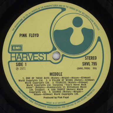 Pink Floyd Meddle - 1st [a] - A1/B1 - VG UK vinyl LP album (LP record) PINLPME836512