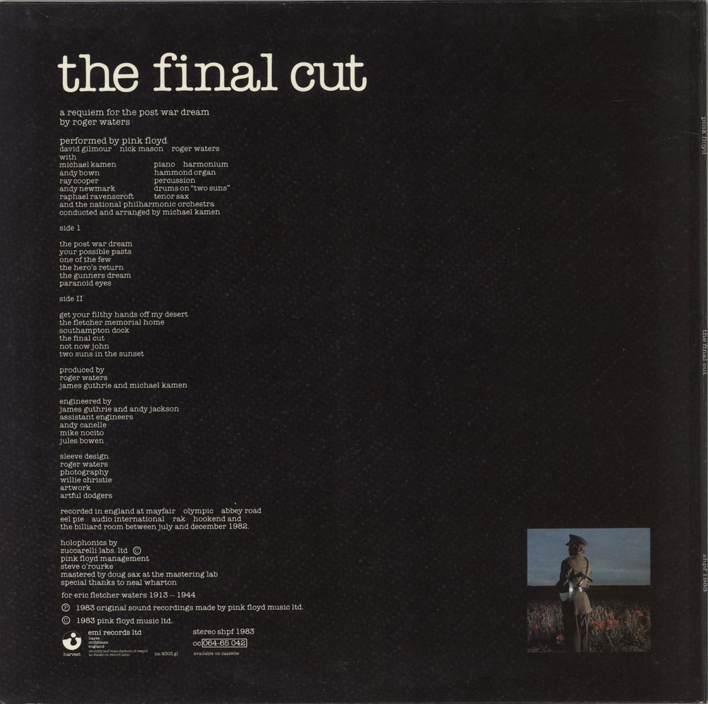 Pink Floyd The Final Cut - 1st - Sticker - EX UK vinyl LP album (LP record)