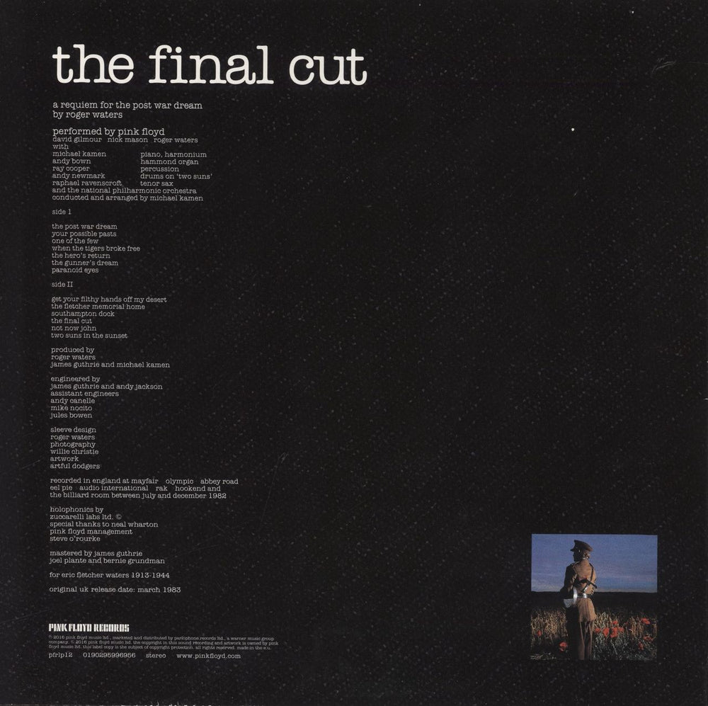 Pink Floyd The Final Cut: Remastered - 180 Gram - EX UK vinyl LP album (LP record) 0190295996956