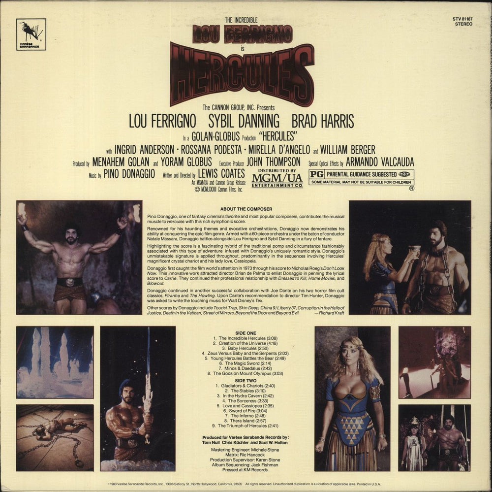 Pino Donaggio Hercules [Original Motion Picture Soundtrack] + Poster US vinyl LP album (LP record)