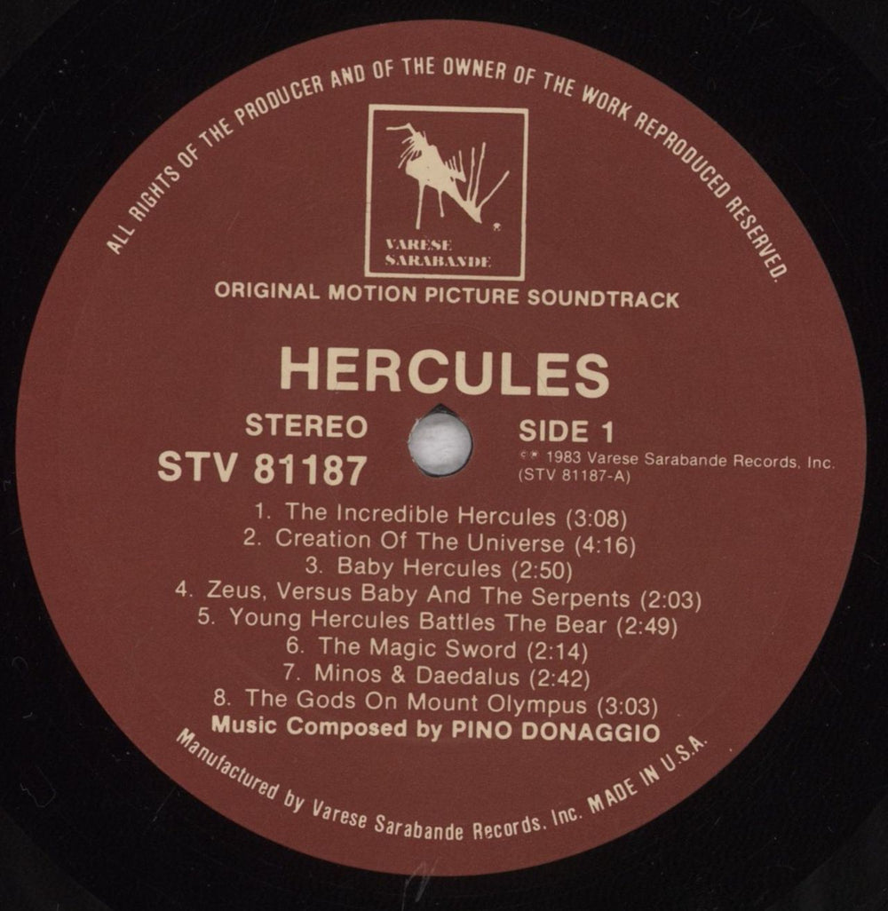 Pino Donaggio Hercules [Original Motion Picture Soundtrack] + Poster US vinyl LP album (LP record) P6NLPHE834663