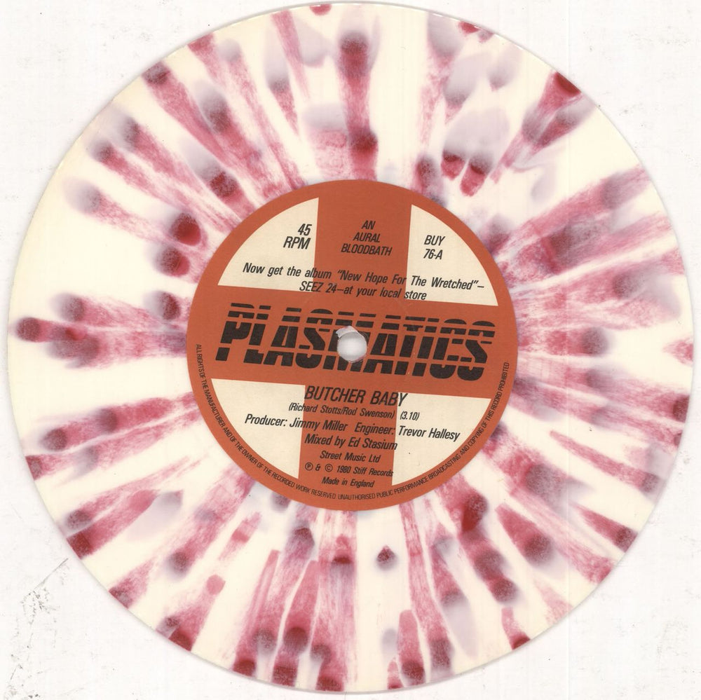 Plasmatics Butcher Baby - Coloured Vinyl - EX UK 7" vinyl single (7 inch record / 45)