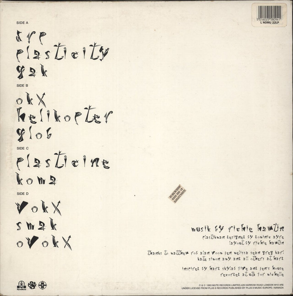 Plastikman Sheet One + Hype Sticker UK picture disc LP (vinyl picture disc album) 5016025580941