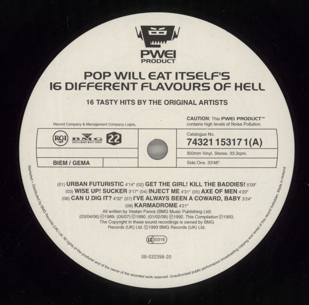 Pop Will Eat Itself 16 Different Flavours Of Hell UK vinyl LP album (LP record) PWELPDI199642