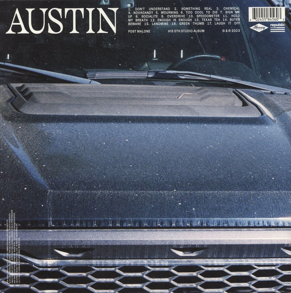 Post Malone Austin - Light Blue Vinyl UK 2-LP vinyl record set (Double LP Album)