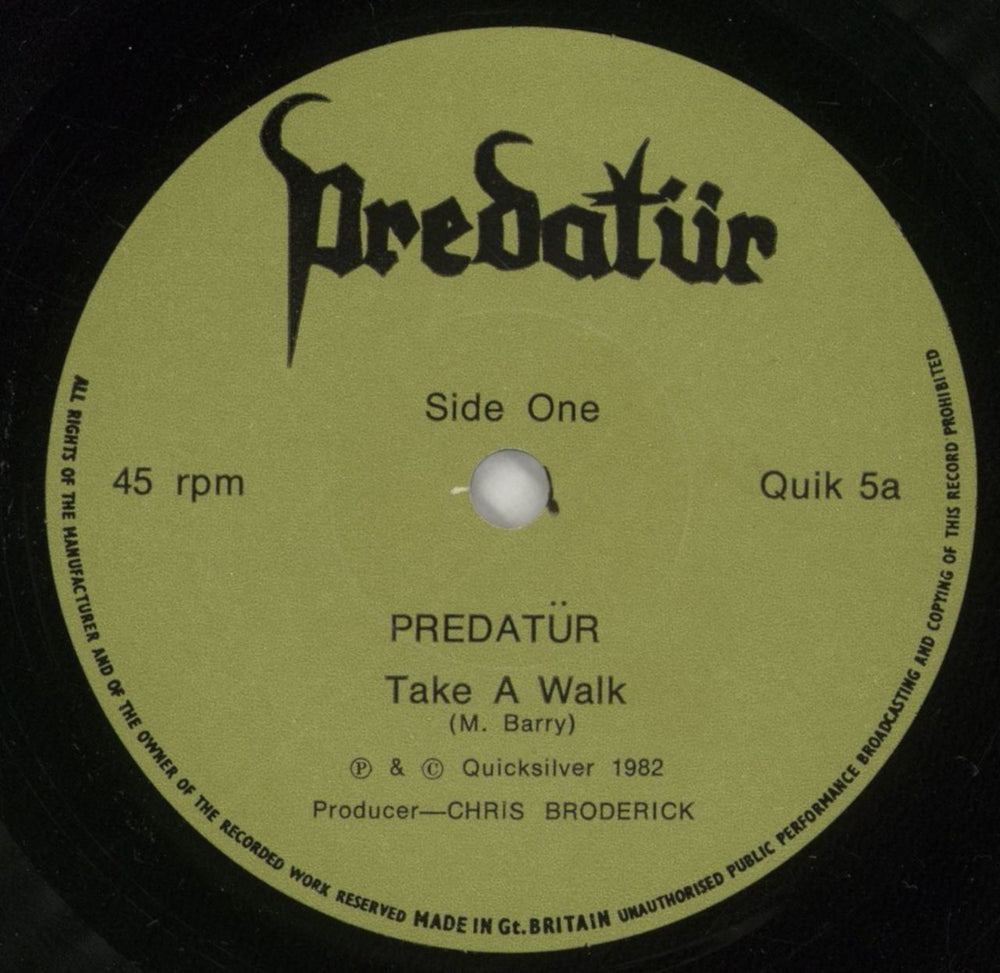 Predatür Seen You Here / Take A Walk UK 7" vinyl single (7 inch record / 45) 90H07SE874909