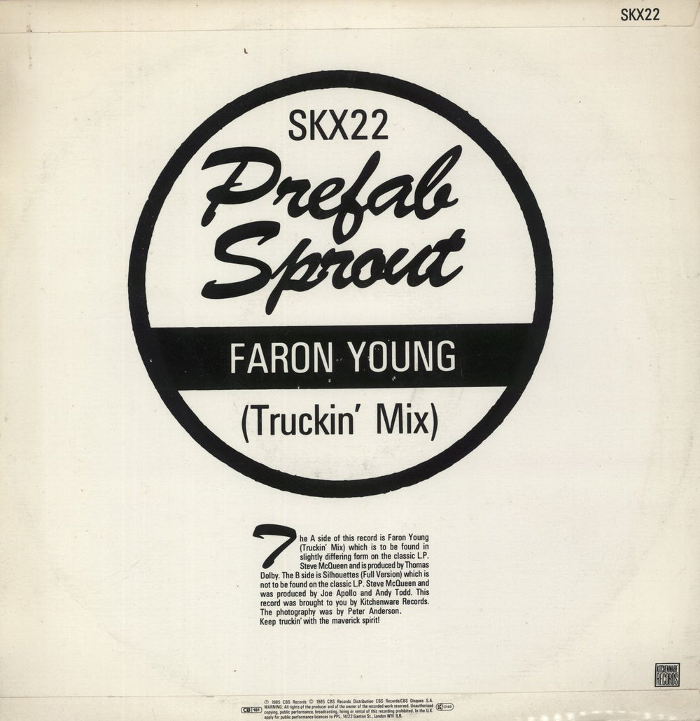 Prefab Sprout Faron Young - Title Stickered Sleeve UK Promo 12" vinyl single (12 inch record / Maxi-single)