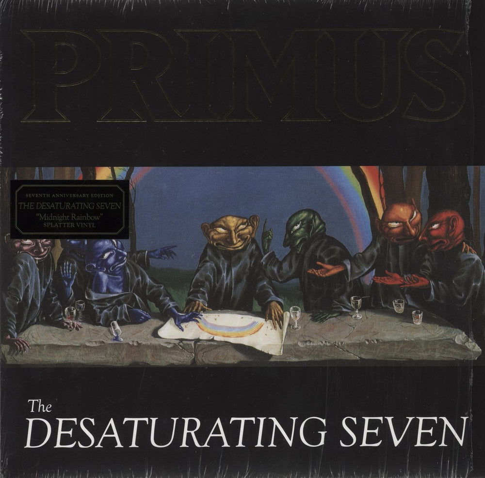 Primus The Desaturating Seven - Midnight Rainbow Splattered Clear Vinyl - Shrink UK vinyl LP album (LP record) ATO0404