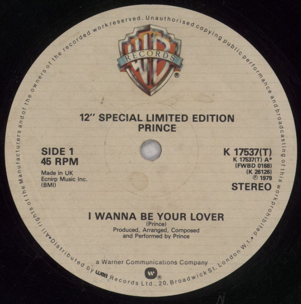 Prince I Wanna Be Your Lover - EX UK 12" vinyl single (12 inch record / Maxi-single) PRI12IW848456