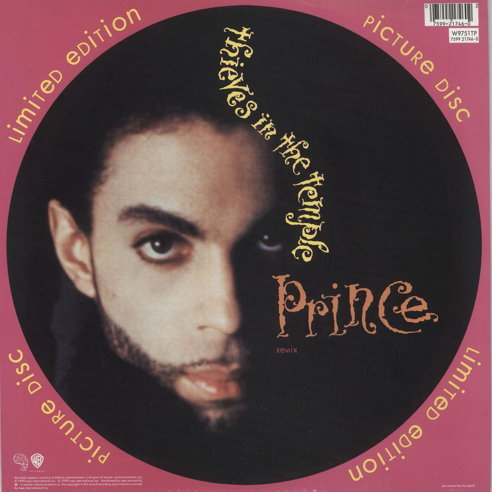 Prince Thieves In The Temple + Insert UK 12" vinyl picture disc (12 inch picture record) PRI2PTH03382