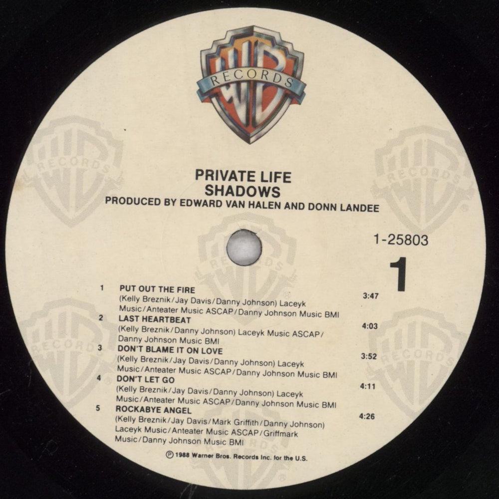 Private Life Shadows US vinyl LP album (LP record) PD4LPSH845123