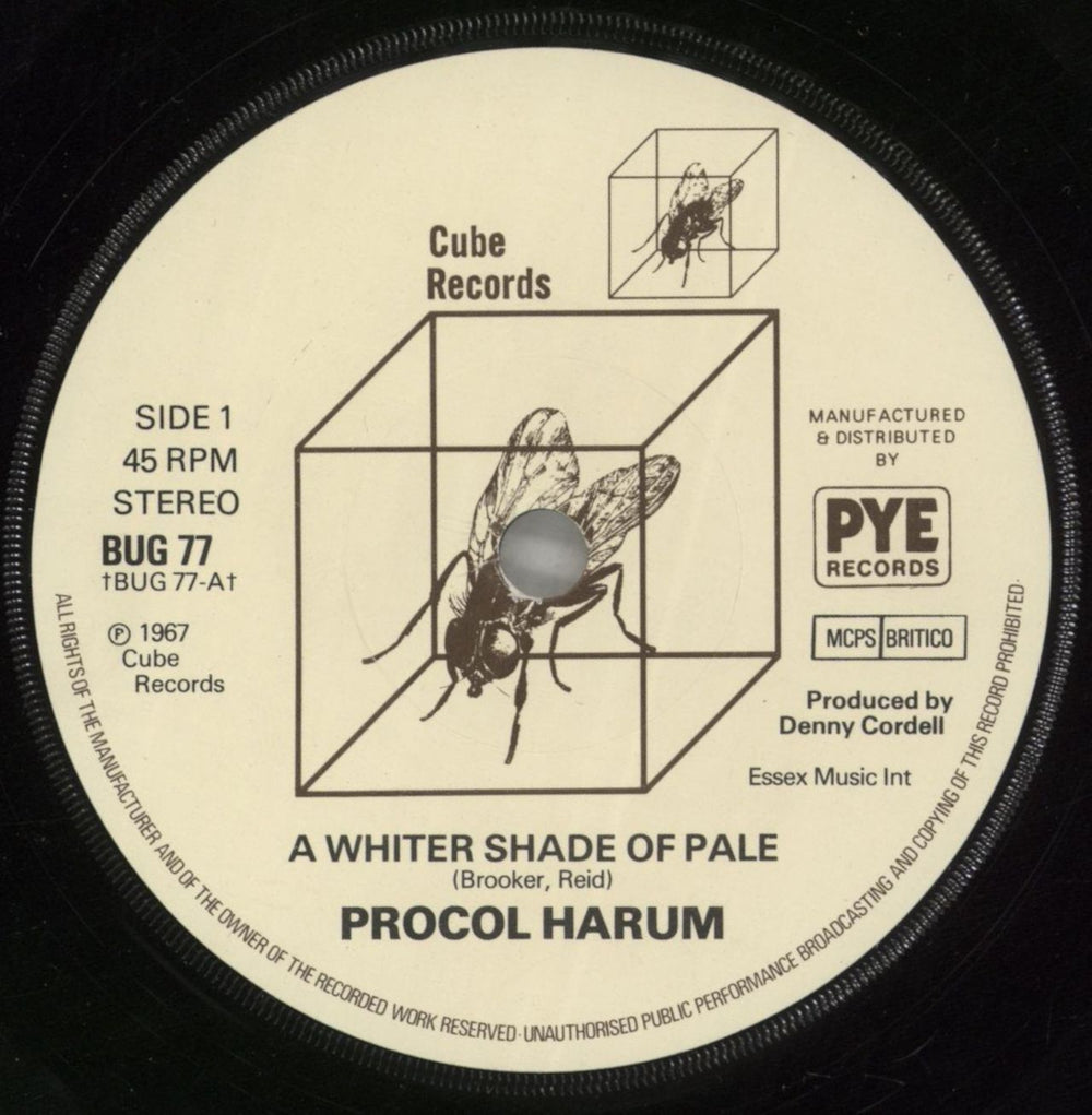Procol Harum A Whiter Shade Of Pale - Solid UK 7" vinyl single (7 inch record / 45) BUG77