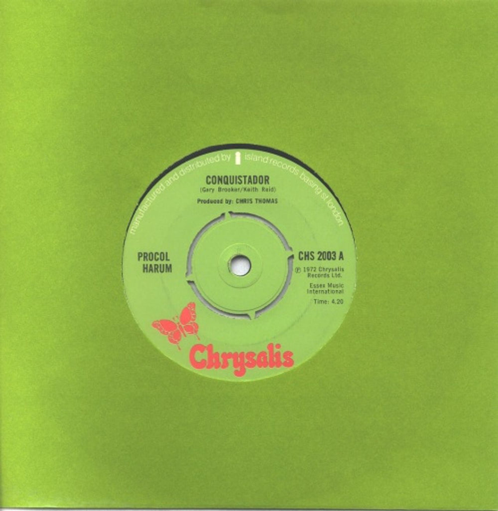 Procol Harum Conquistador UK 7" vinyl single (7 inch record / 45) CHS2003