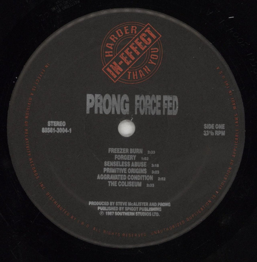 Prong Force Fed - Hype Sticker + Promo Stamped US Promo vinyl LP album (LP record) PRGLPFO856133