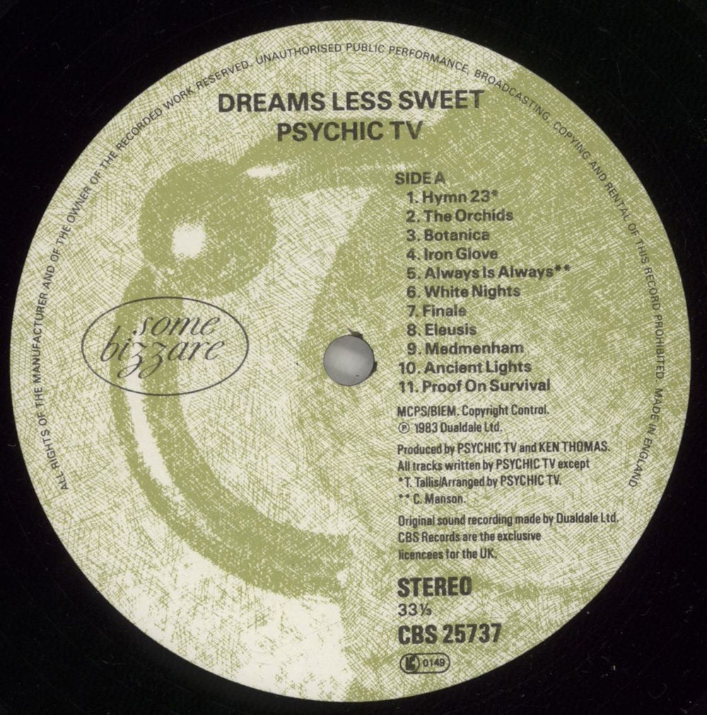 Psychic TV Dreams Less Sweet + Bonus Limited Edition 12" UK 2-LP vinyl record set (Double LP Album) PTV2LDR444686
