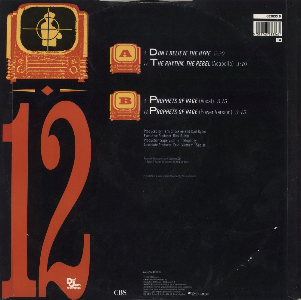 Public Enemy Don't Believe The Hype UK 12" vinyl single (12 inch record / Maxi-single) 5099765283365