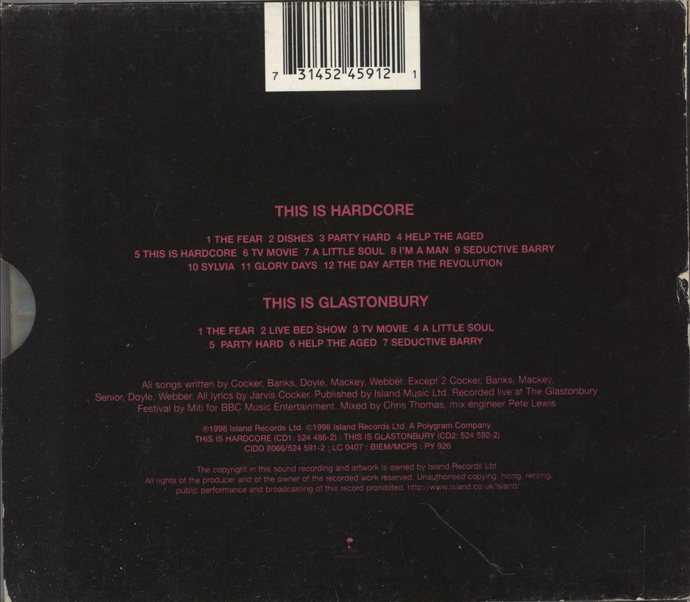 Pulp This Is Hardcore UK 2 CD album set (Double CD) 731452459121