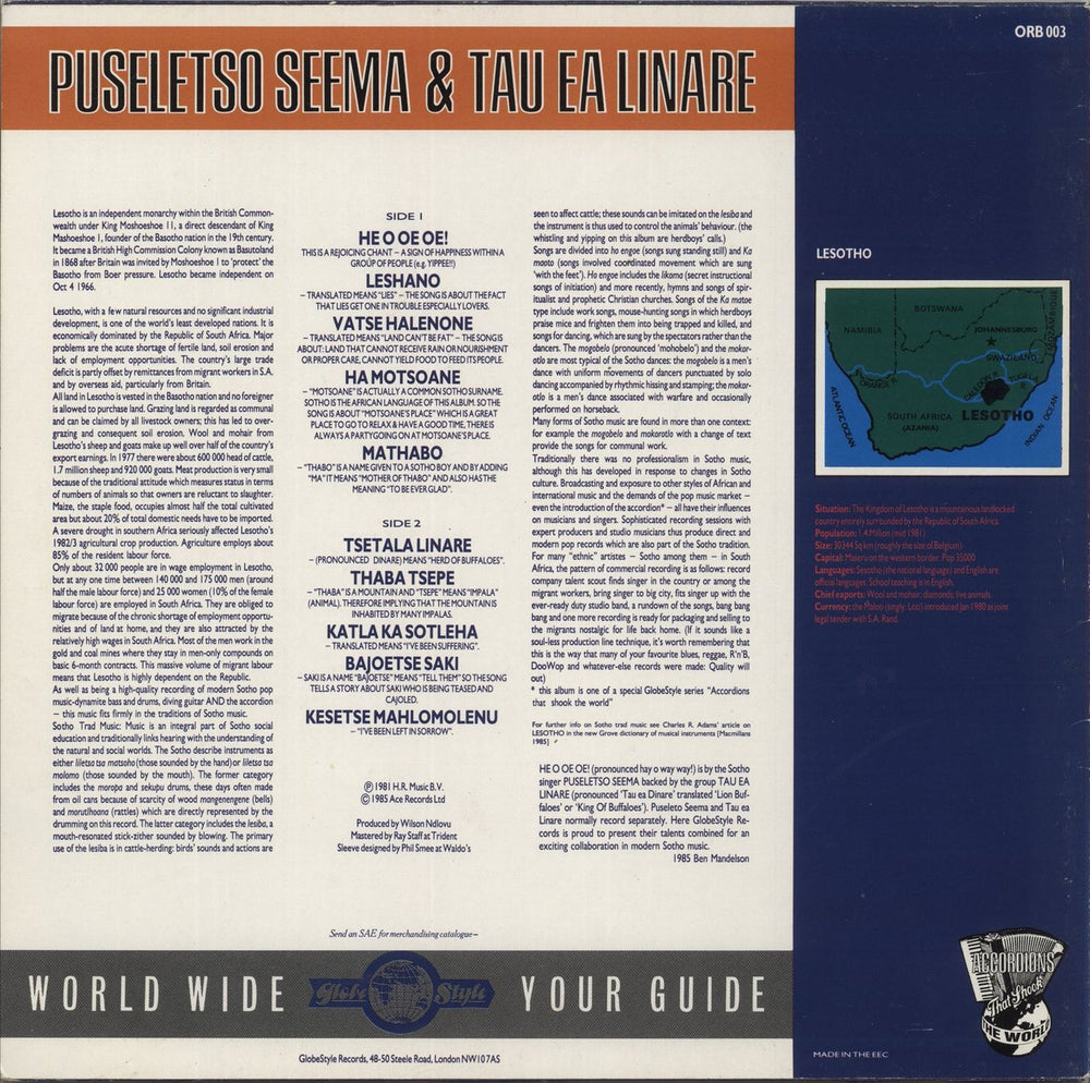 Puseletso Seema He O Oe Oe! - Music From Lesotho UK vinyl LP album (LP record)