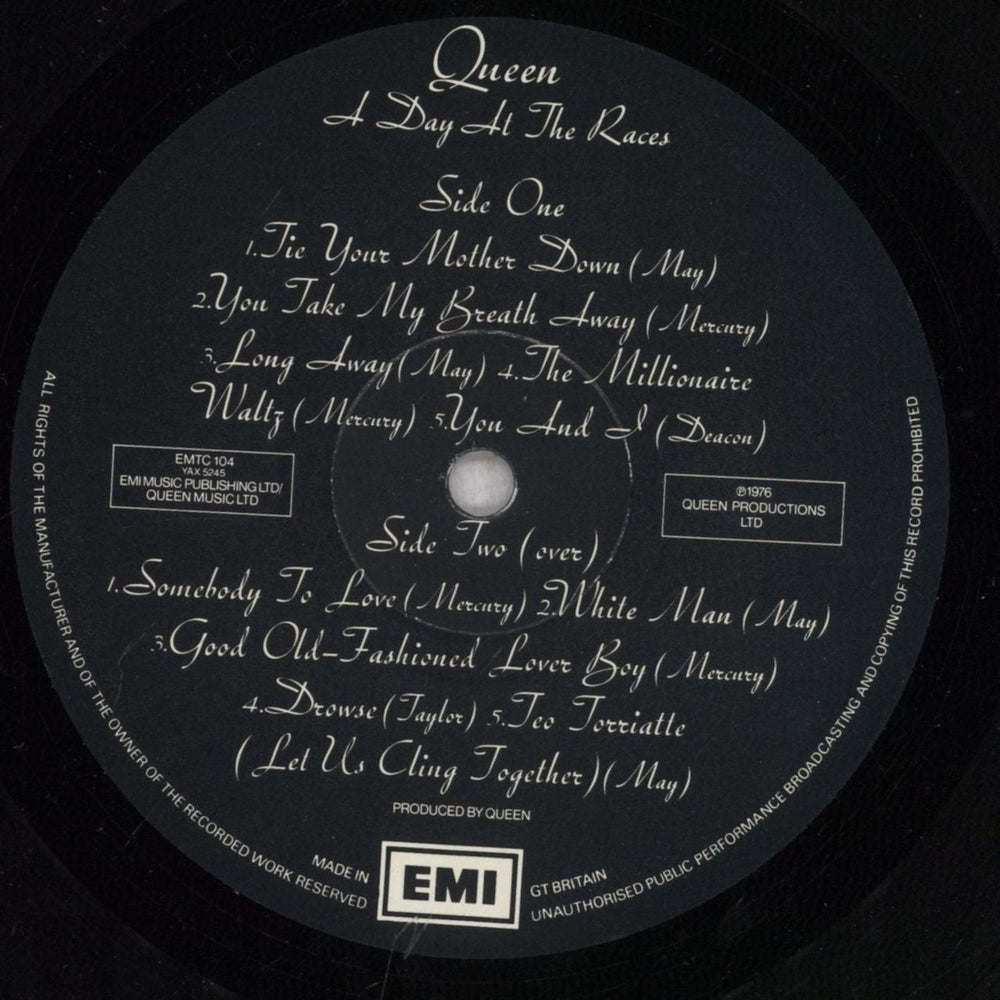 Queen A Day At The Races - 2nd - EX UK vinyl LP album (LP record) QUELPAD186399