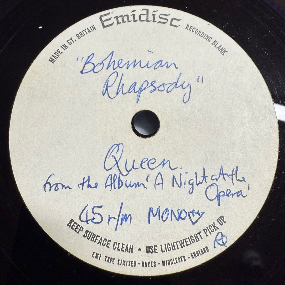 Queen Bohemian Rhapsody UK acetate ACETATE