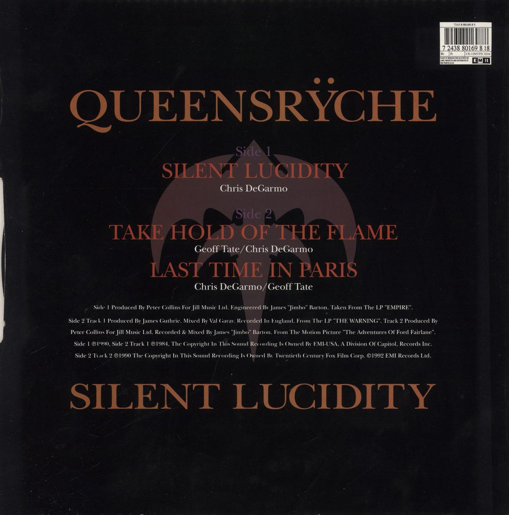 Queensryche Silent Lucidity UK 12" vinyl picture disc (12 inch picture record) 724388016988