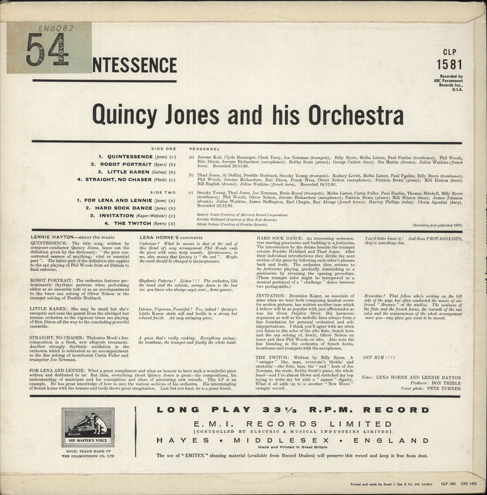 Quincy Jones The Quintessence UK vinyl LP album (LP record)