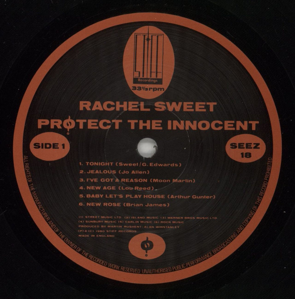 Rachel Sweet Protect The Innocent UK vinyl LP album (LP record) RS1LPPR446084