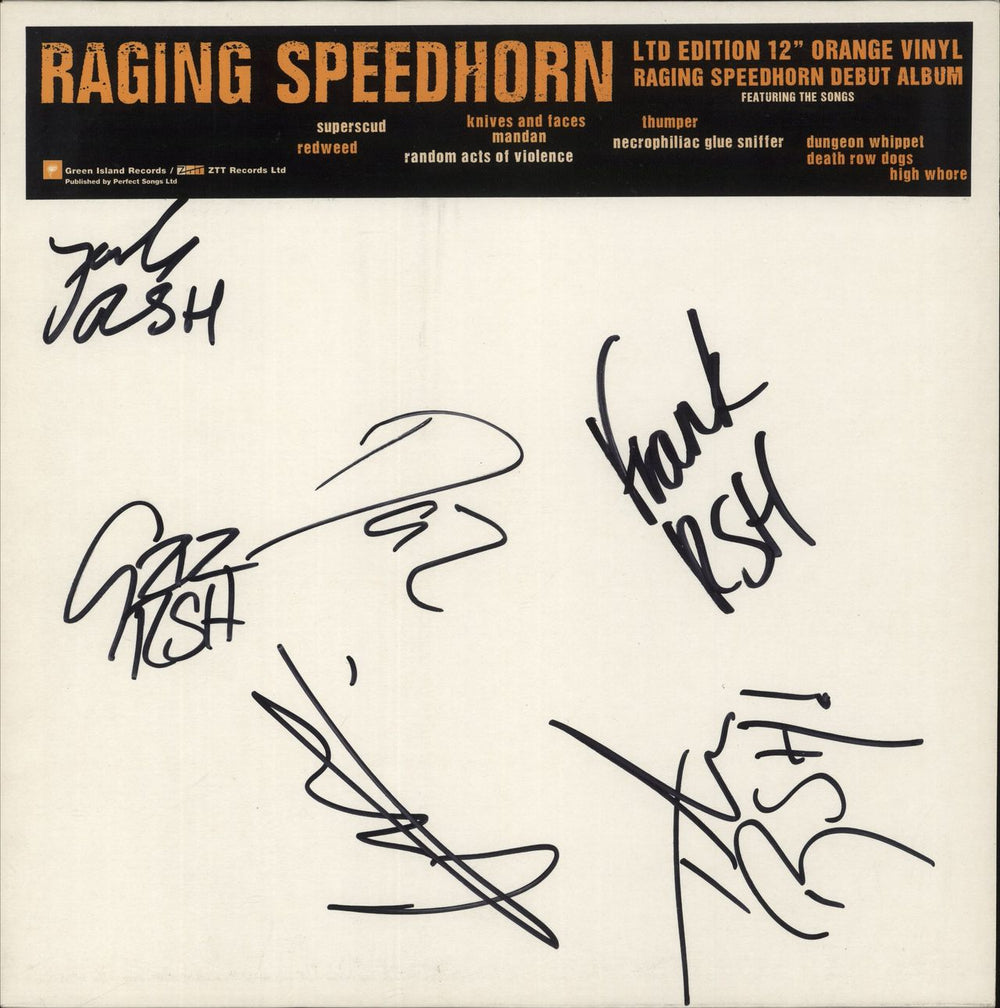 Raging Speedhorn Raging Speedhorn - Autographed UK vinyl LP album (LP record) GIR003LP
