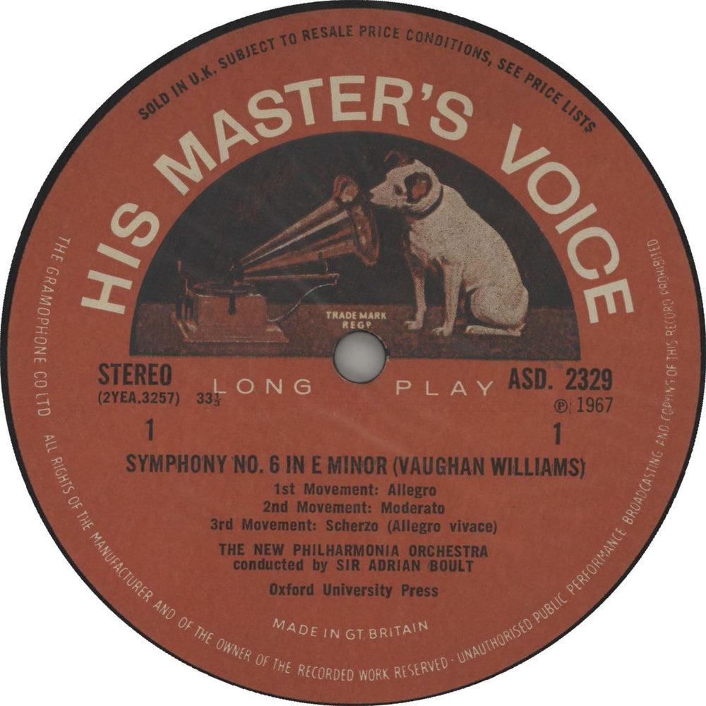 Ralph Vaughan Williams Symphony No. 6 - 1st UK vinyl LP album (LP record) VB7LPSY657921