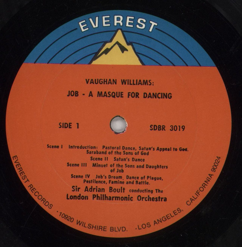 Ralph Vaughan Williams Vaughan Williams: Job "A Masque For Dancing" US vinyl LP album (LP record) VB7LPVA855848