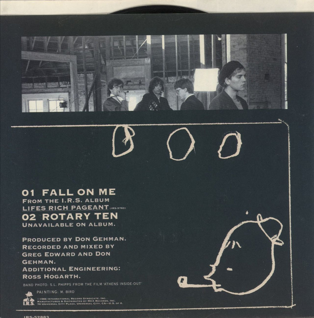 REM Fall On Me - Sample Stickered US Promo 7" vinyl single (7 inch record / 45)