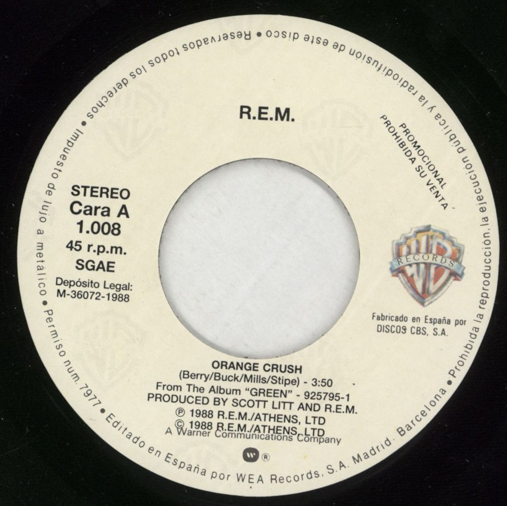 REM Orange Crush Spanish Promo 7" vinyl single (7 inch record / 45) REM07OR123622