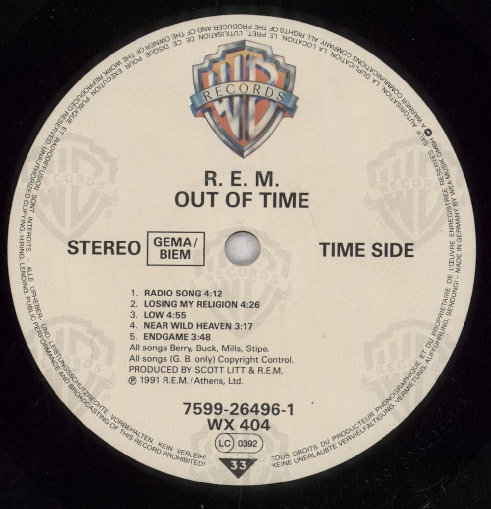 REM Out Of Time - EX UK vinyl LP album (LP record) REMLPOU607310