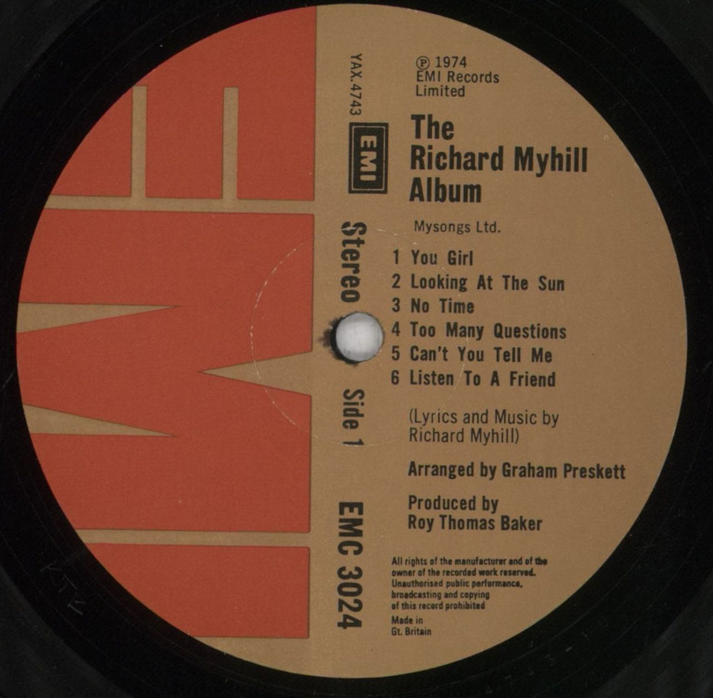 Richard Myhill The Richard Myhill Album UK vinyl LP album (LP record) RUULPTH834830