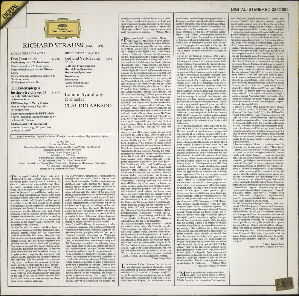 Richard Strauss Strauss: Don Juan • Till Eulenspiegel • Tod Und Verklärung = Death And Transfiguration German vinyl LP album (LP record)